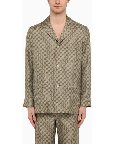 Gucci Beige/ebony Silk gg Print Jacket - Grey