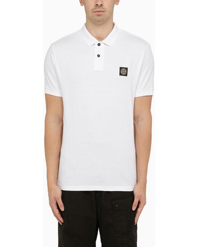 Stone Island Short-sleeved Polo Shirt With Logo - White