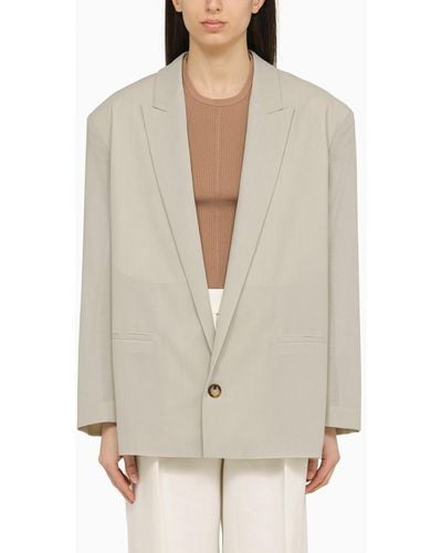 Philosophy Light Single-breasted Jacket In Wool Blend - White