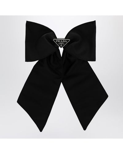 Prada Bow Hair Clip With Logo - Black