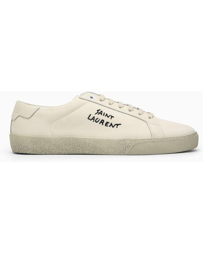 Saint Laurent Court Classic Embroidered Trainers - Natural