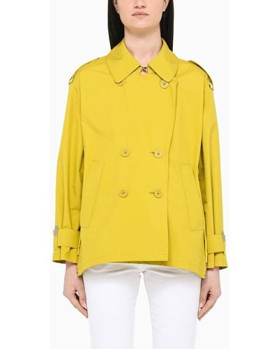 Herno Yellow Cropped Double-breasted Trench Coat - Yellow