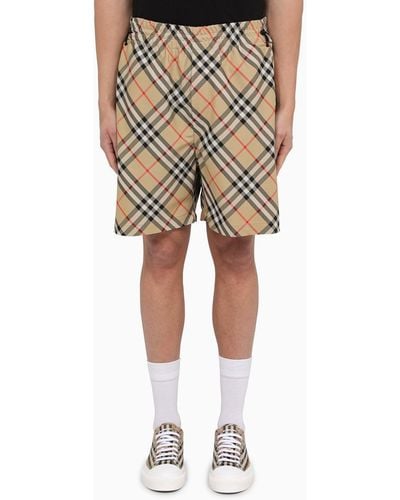 Burberry Check Pattern Swimming Costume - Natural