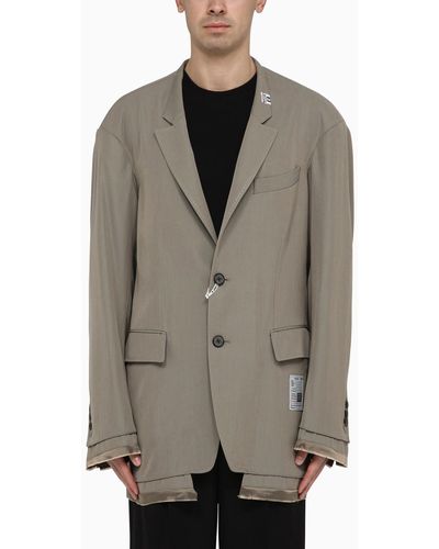 Maison Mihara Yasuhiro Wool-blend Jacket With Raw Cut Hem - Grey