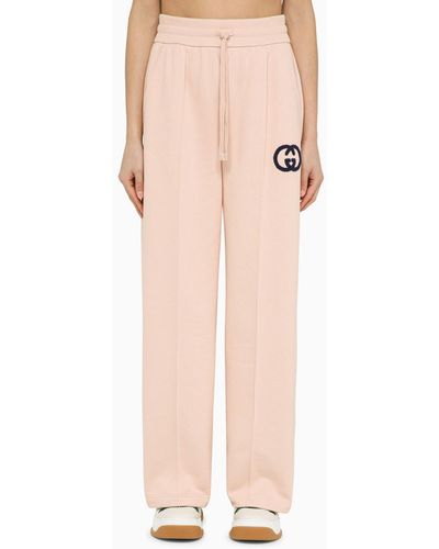 Gucci Light Cotton Sports Trousers With Logo - Pink