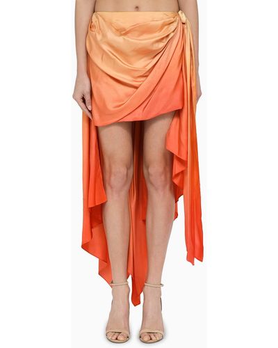 Zimmermann Tranquility Draped Mini Skirt In Fields Silk - Orange