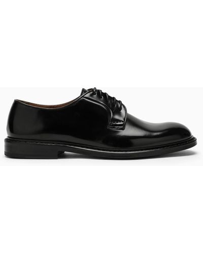 Doucal's Low Leather Lace-up - Black