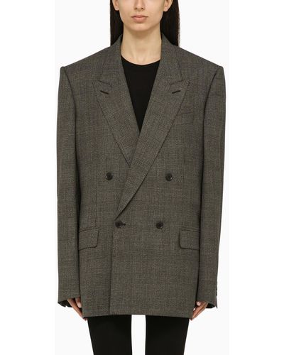 Balenciaga Prince Of Wales Double-breasted Jacket In - Green