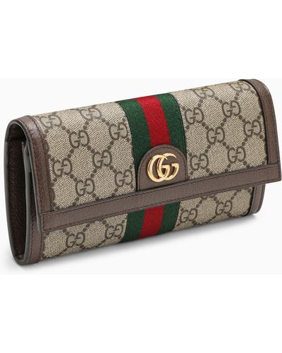 Gucci gg Fabric Flap Wallet With Web - Natural
