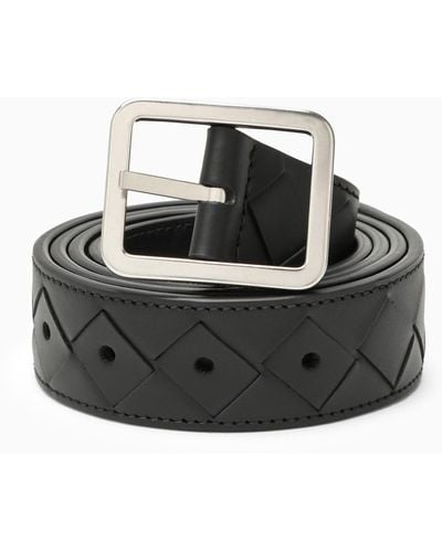 Bottega Veneta Belt In Woven Leather - Black