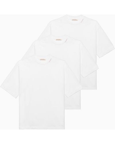 Marni White Oversize T Shirt With Logo Embroidery