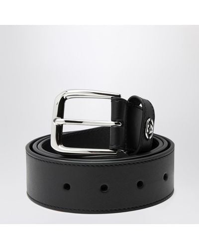Gucci Leather Belt With gg Crossover Detail - Black