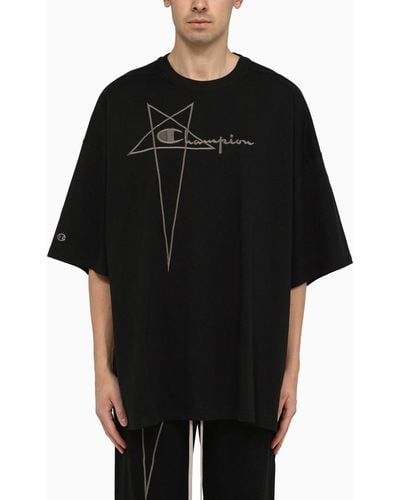 Rick Owens Oversized Cotton Tommy T T-shirt With Logo - Black