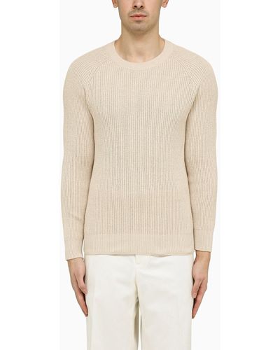 Brunello Cucinelli Rope Coloured Ribbed Cotton Jumper - Natural