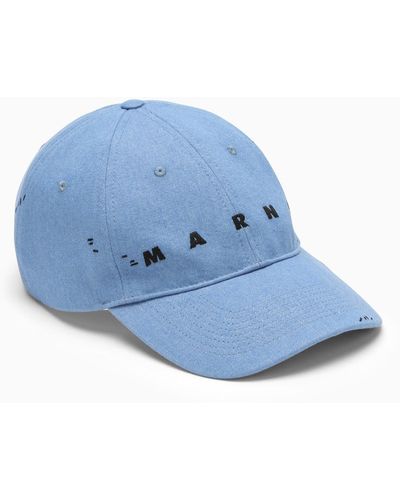 Marni Cotton Baseball Cap With Logo - Blue
