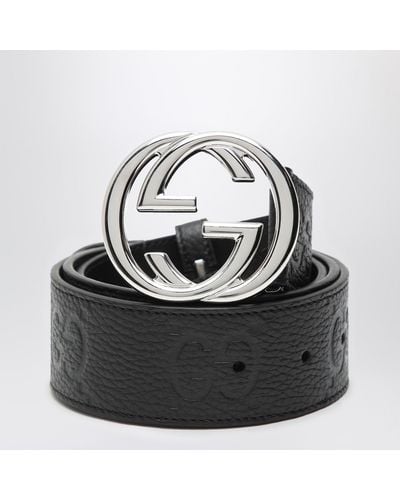 Gucci Jumbo Leather Belt With gg Cross Buckle - Black