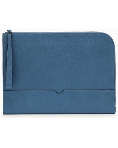 Valextra Light Blue-grey Leather Document Holder