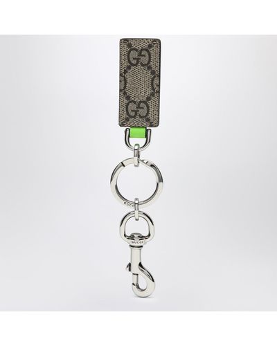 Gucci gg Supreme /ebony/shiny Green Fabric Key Ring - Metallic