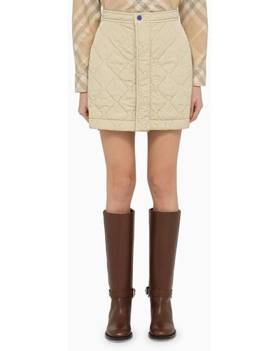 Burberry Beige Quilted Nylon Miniskirt - Natural