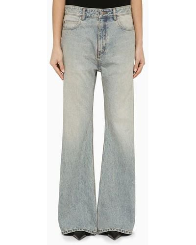 Balenciaga Jeans a zampa effetto slavato in denim - Grigio