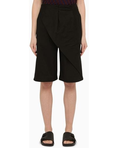 Loewe Cotton Pleated Shorts - Black