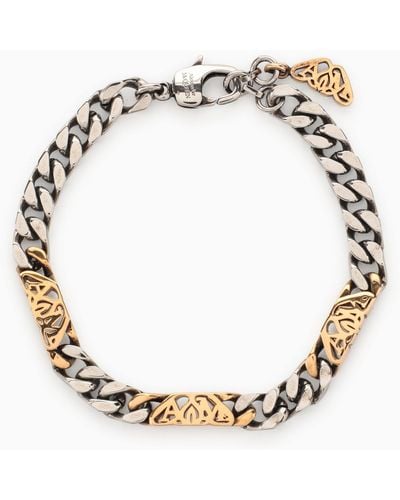Alexander McQueen Seal Logo Chain Bracelet Silver/gold - Metallic