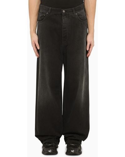 Balenciaga Black Denim Baggy Trousers With Size Stickers