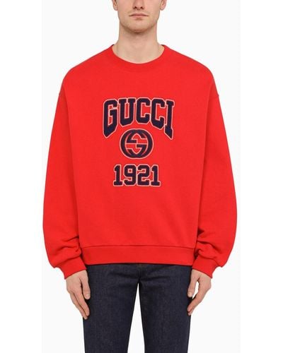 Gucci Cotton Crewneck Sweatshirt With Logo - Red