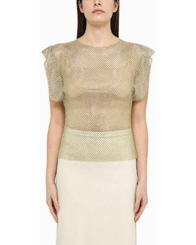Philosophy Mesh Jersey With Rhinestones - Natural