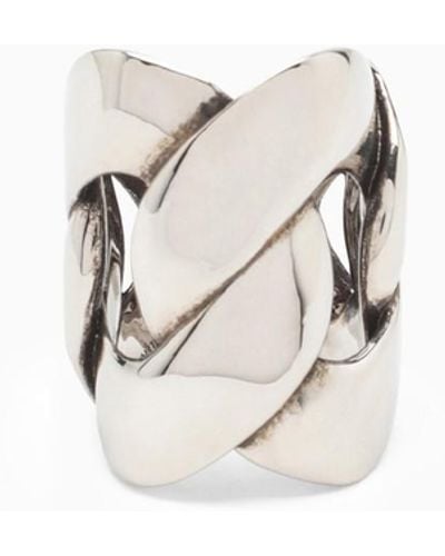 Alexander McQueen Antique Silver Chain Ring - White