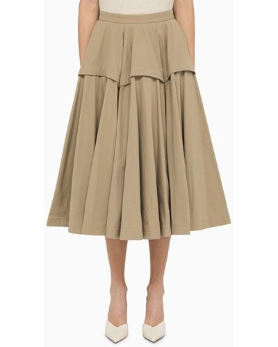Bottega Veneta Beige Cotton Blend A-line Skirt - Natural