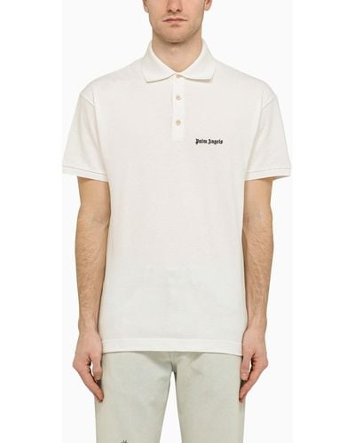 Palm Angels Cotton Polo Shirt With Logo - White