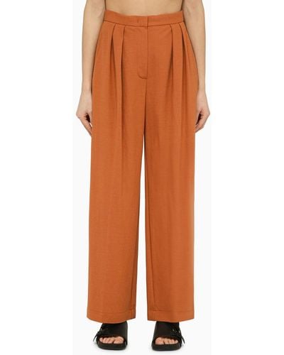 Harris Wharf London Terracotta-coloured Pleated Trousers - Orange