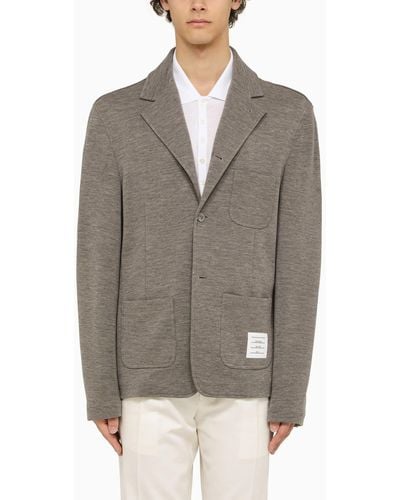 Thom Browne Grey Virgin Wool Single Breasted Jacket