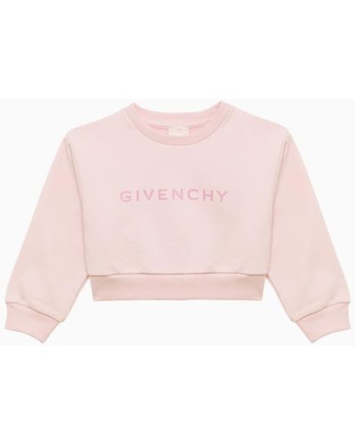Givenchy Sweat-Shirt Court Rose En Coton Mélangé Avec Logo