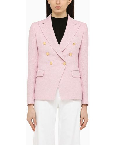Tagliatore Linen Blend Double Breasted Jacket - Pink