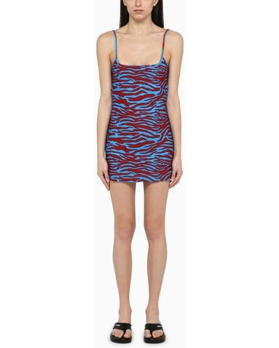 The Attico Turquoise/red Zebra Print Cover-up - Blue