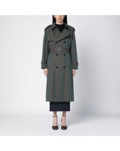 Burberry Long Double-breasted Antique Cotton Trench Coat - Black