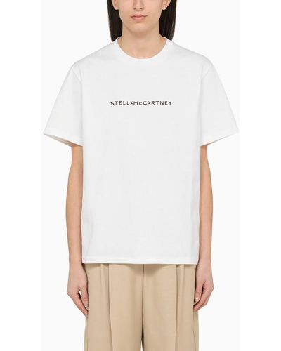 Stella McCartney T-shirt girocollo bianca con logo - Bianco