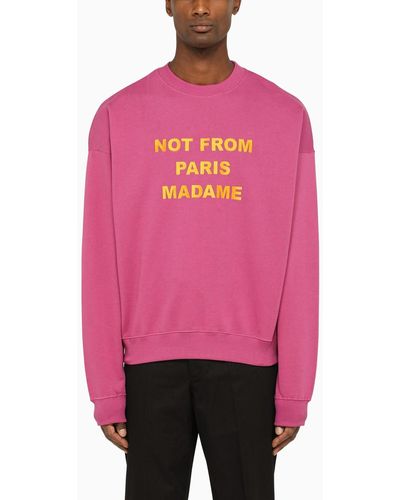 Drole de Monsieur Light Purple Crew Neck Sweatshirt With Slogan - Pink