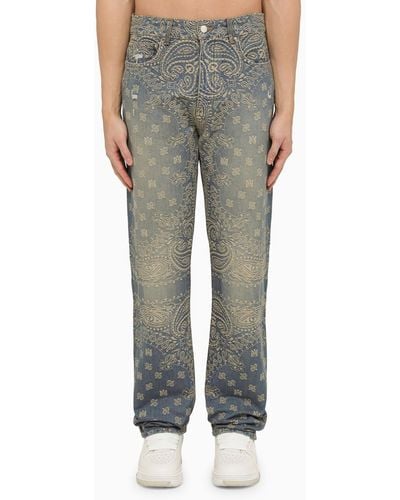 Amiri Regular Jeans With Denim Bandana Motif - Grey