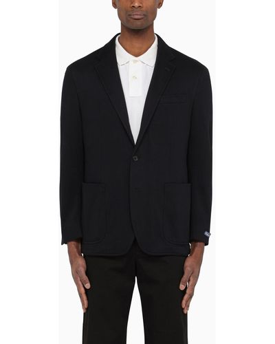 Polo Ralph Lauren Single-breasted Jacket In Cotton Blend - Black