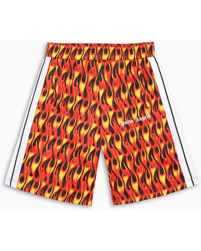 Palm Angels Pantaloncino track stampa fiamme - Multicolore