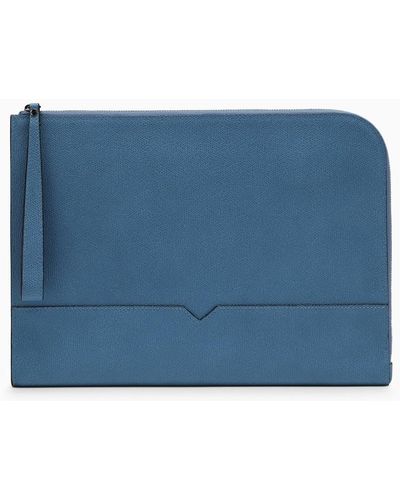 Valextra Porta documenti grigio azzurro in pelle - Blu