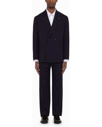 Tagliatore Wool Blend Double-breasted Suit - Black