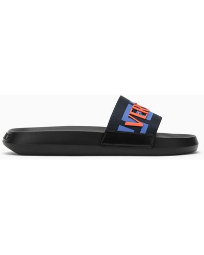 Versace Slide nera in gomma con logo - Blu