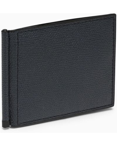Valextra Grip Wallet In Grained Leather - Black