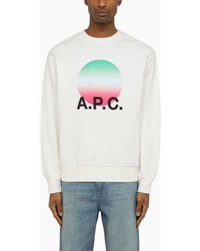 A.P.C. Logoed White/red Crewneck Nolan Sweatshirt