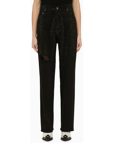 Golden Goose Denim Trousers With Crystals - Black