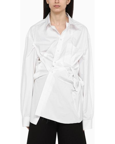 Maison Margiela Cotton Oversize Shirt With Drape - White
